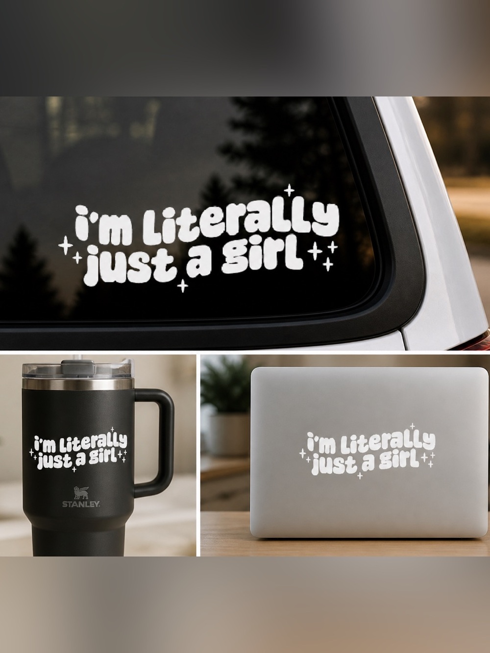 White "i'm Literally just a girl" Sticker Decal